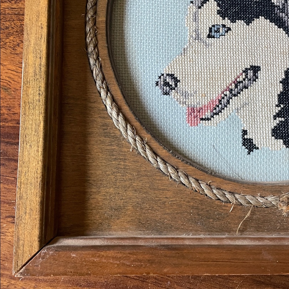 Siberian Husky Dog Completed Cross Stitch Solid Wood Vintage Framed Needlepoint - Picture 15 of 16